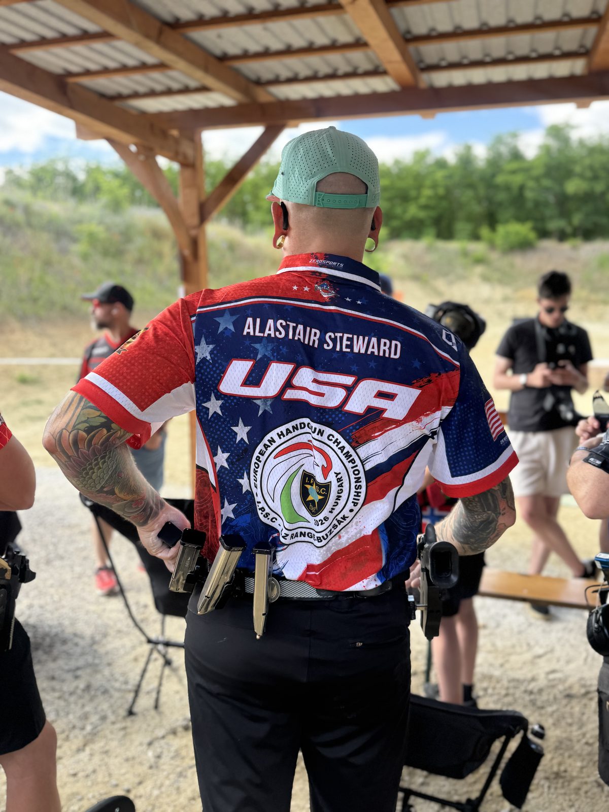 Alastair Steward in Team USA kit at the 2026 IPSC European Handgun Championship in Hungary